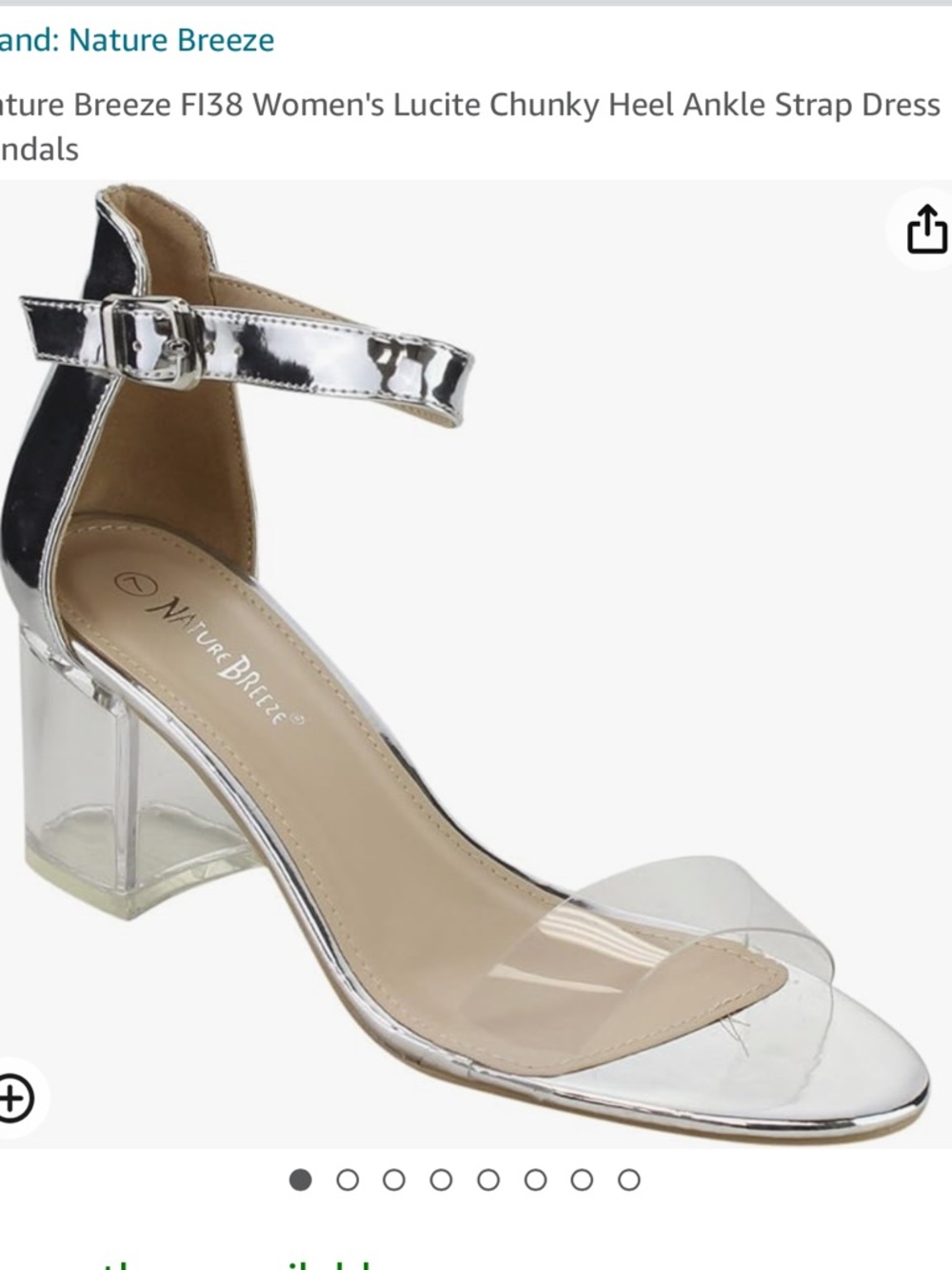 🆕 Nature Breeze Clear Lucite Chunky Heel Sandal with Silver Ankle Strap